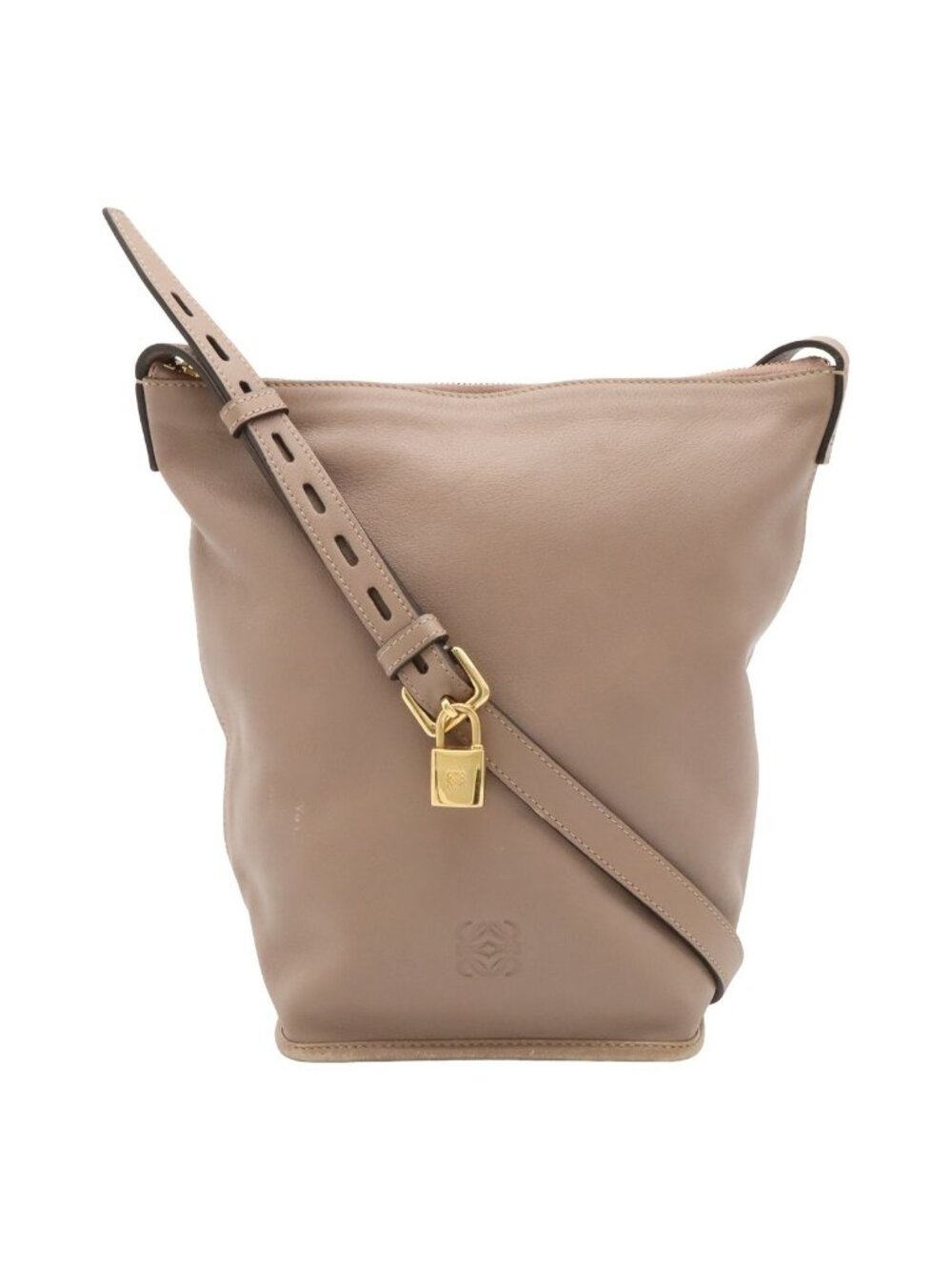 Loewe Logo Shoulder Bag Leather Pink Beige Gold